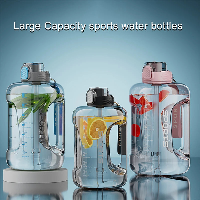 Large Capacity Sports Water Bottle With Straw Portable